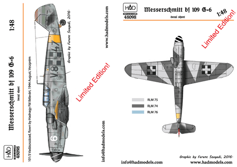 HAD Models 48098 1/48 Messerschmitt Bf 109 G-6 decal sheet