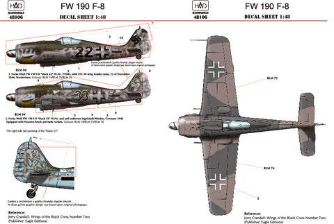 HAD Models 48106 1/48 FW 190 F-8 (2Luftwaffe) decal sheet