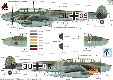 HAD Models 48155 1/48 Bf 110 D-3/E-2 ”Africa” part 2 decal sheet
