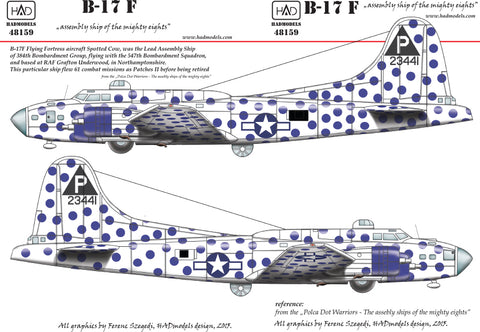 HAD Models 48159 1/48 B-17F spotted Cow USAAF decal sheet