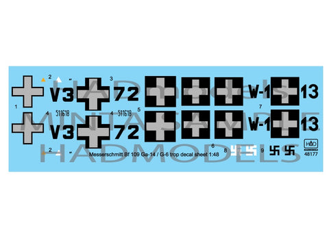 HAD Models 48177 1/48 Messerschmitt Bf 109 G-14 / G-6 Trop decal sheet
