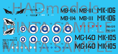 HAD Models 48180 1/48 MiG-21 Bis/UM ( Finland- Air Force) decal sheet