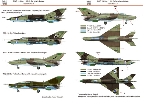 HAD Models 48180 1/48 MiG-21 Bis/UM ( Finland- Air Force) decal sheet