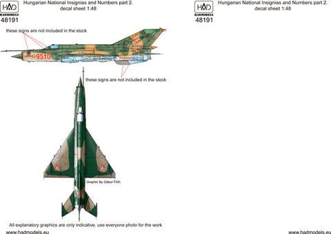 HAD Models 48191 1/48 Hungarian national insignias and numbers for M?G types 1990-1998 decal sheet
