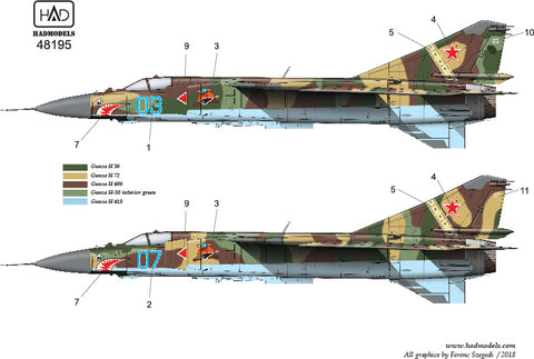 HAD Models 48195 1/48 MiG-23 MLD Agressors ( 07; 03) TOP GUN decal sheet