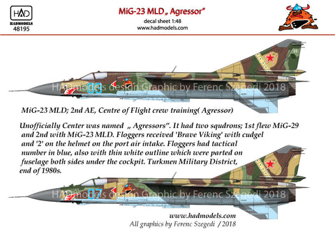 HAD Models 48195 1/48 MiG-23 MLD Agressors ( 07; 03) TOP GUN decal sheet