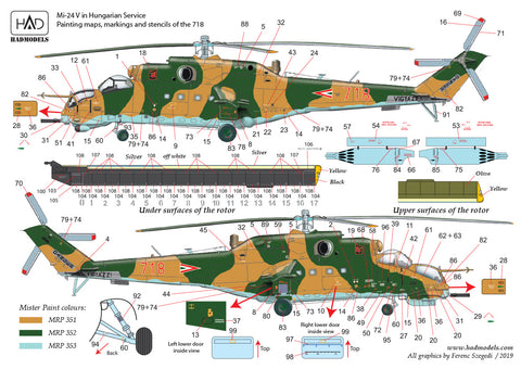 HAD Models 48200 1/48 Mi-24 D/V ” Eagle Killers” in Hungarian Service with extra stencils decal sheet