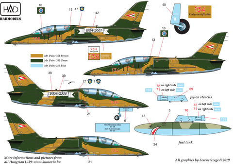 HAD Models 48201 1/48 Aero L-39 ZO in Hungarain service part 1 decal sheet