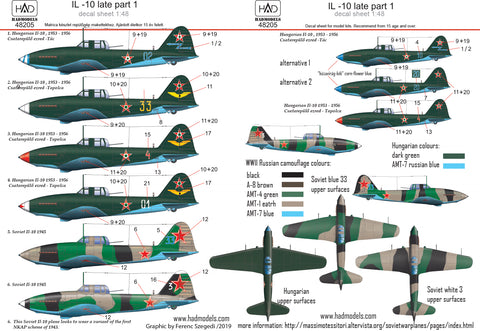 HAD Models 48205 1/48 Il-10 late part 1 decal sheet