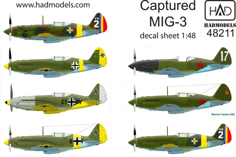 HAD Models 48211 1/48 Captured MiG-3 decal sheet