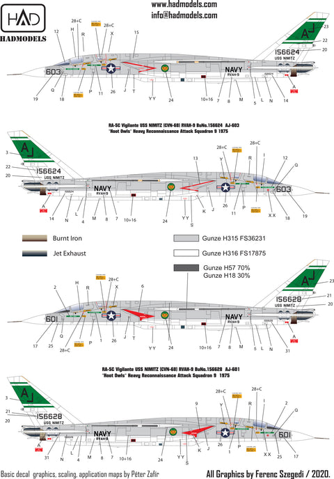 HAD Models 48214 1/48 RA-5C Vigilante / USS Nimitz decal sheet
