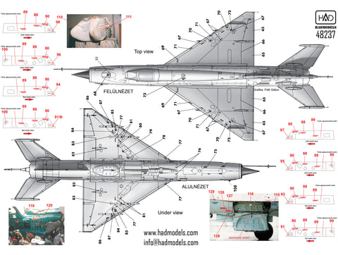 HAD Models 48237 1/48 MiG-21 MF/Bis stencil 2 blue decal sheet