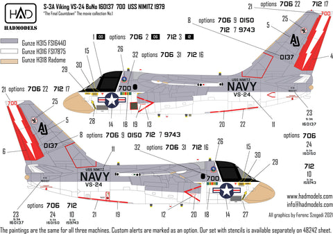 HAD Models 48241 1/48 S-3A Viking ”Final Countdown” collection decal sheet
