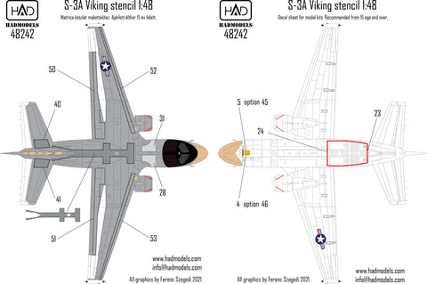 HAD Models 48242 1/48 S-3A Viking Stencil set decal sheet