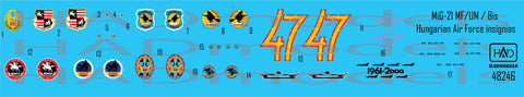 HAD Models 48246 1/48 MiG-21 MF/ Bis/UM Hungarian Air Force insignias decal sheet