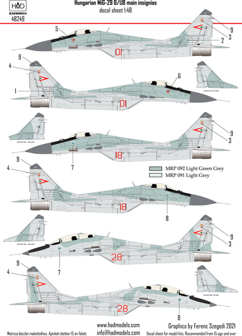 HAD Models 48249 1/48 MiG-29 B/UB decal sheet
