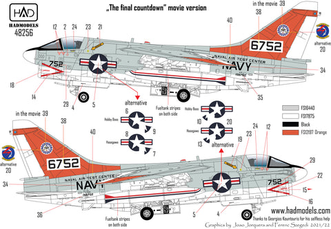 HAD Models 48256 1/48 A-7E US NAVAL Air Test Center ” The final Countdown” decal sheet
