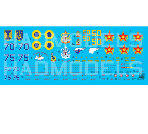 HAD Models 48258 1/48 Su-27UBM-1 Ukrainian and Kazakh painting schemes decal sheet