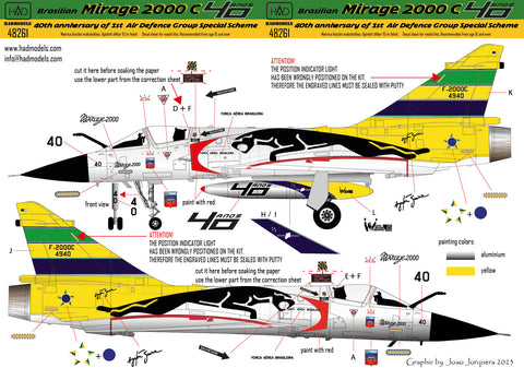HAD Models 48261 1/48 Mirage 2000C ”40th anniversary of 1st Air Defence Group” decal sheet
