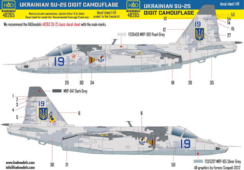 HAD Models 48265 1/48 SU-25 Ukrainian Digit Camouflage PART 2 decal sheet