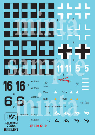 HAD Models 72086 1/72 Messerschmitt Bf 109 G-10 decal sheet
