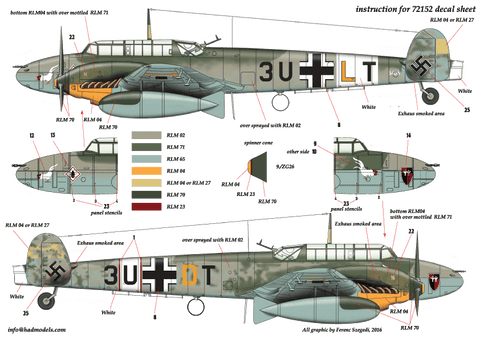 HAD Models 72152 1/72 Messerschmitt Bf 110 D-3 ”Afrika” Part 1 decal sheet
