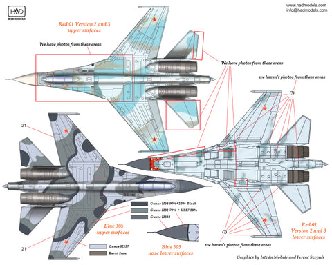 HAD Models 72160 1/72 Su-27 Flanker B decal sheet