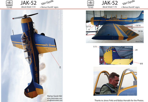 HAD Models 72165 1/72 JAK-52 decal sheet