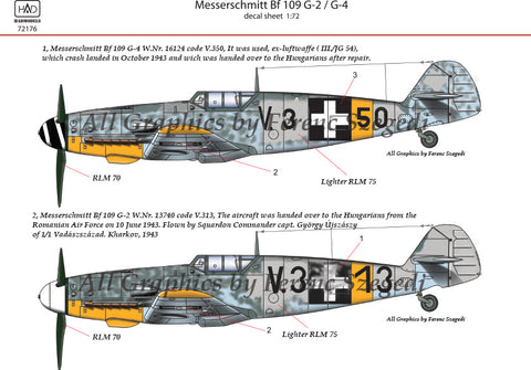 HAD Models 72176 1/72 Messerschmitt Bf 109 G-2/G-4 decal sheet