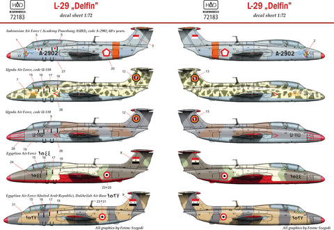HAD Models 72183 1/72 L-29 decal sheet