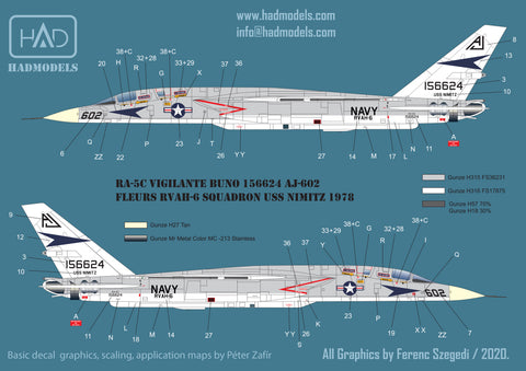 HAD Models 72220 1/72 RA-5C Vigilante USS NIMITZ 1978 / part 3 decal sheet