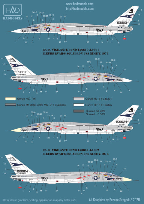 HAD Models 72220 1/72 RA-5C Vigilante USS NIMITZ 1978 / part 3 decal sheet