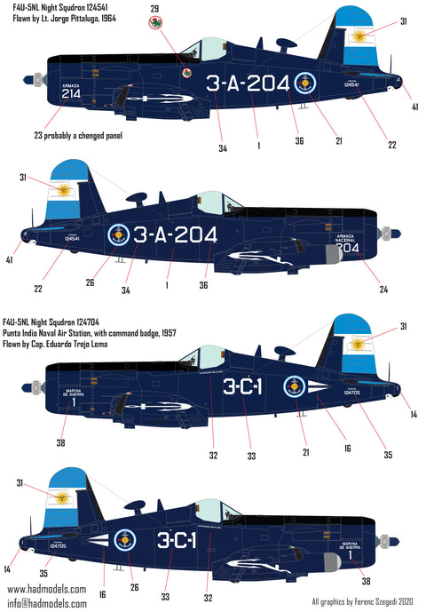 HAD Models 72229 1/72 F4U-5N / NL Argentine Naval Corsairs decal sheets