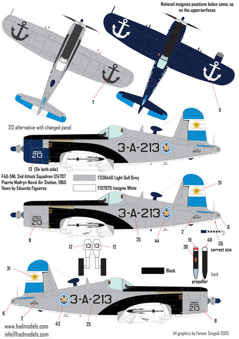HAD Models 72229 1/72 F4U-5N / NL Argentine Naval Corsairs decal sheets