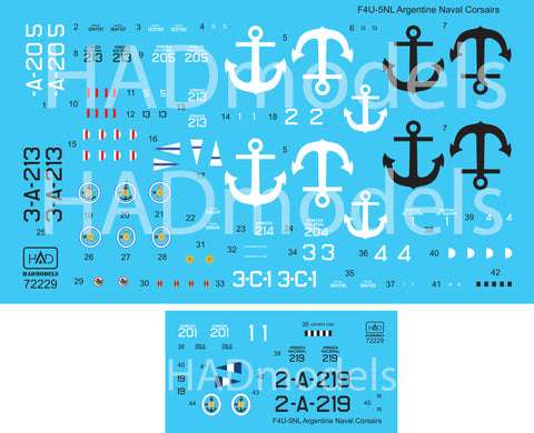 HAD Models 72229 1/72 F4U-5N / NL Argentine Naval Corsairs decal sheets