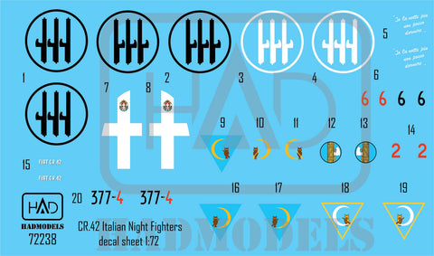 HAD Models 72238 1/72 CR-42 Italian Night figthers decal