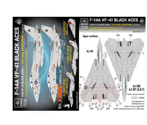 HAD Models 72250 1/72 F-14A Black Aces ”The Final Countdown” decal sheet