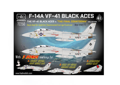 HAD Models 72250 1/72 F-14A Black Aces ”The Final Countdown” decal sheet