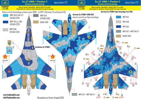 HAD Models 72258 1/72 Su-27 UB Ukrainian and Kazakh decal sheet