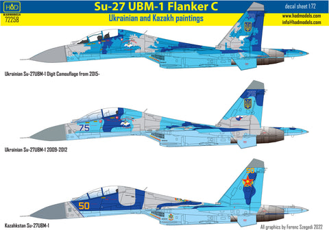 HAD Models 72258 1/72 Su-27 UB Ukrainian and Kazakh decal sheet