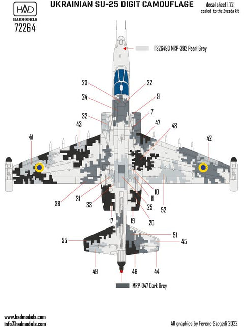 HAD Models 72264 1/72 SU-25 Ukrainian Digit Camouflage PART1 decal sheet