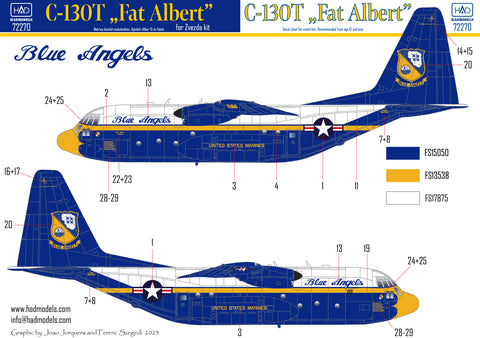 HAD Models 72270 1/72 C-130T ”Fat Albert” decal sheet