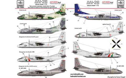 HAD Models DW-72004 1/72 An-26 decal sheet