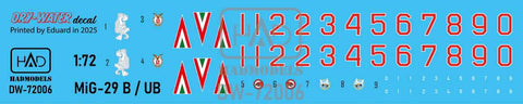 HAD Models DW-72006 1/72 MiG-29 B / UB HunAF old painting decal sheet