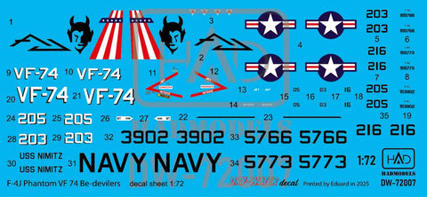HAD Models DW-72007 1/72 F-4JPhantomII Be-Devilersdecalsheet