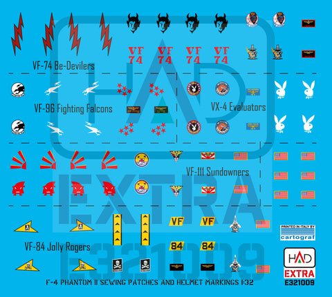HAD Models E321009 1/32 F-4 Phantom II patches and helmet markings decal sheet