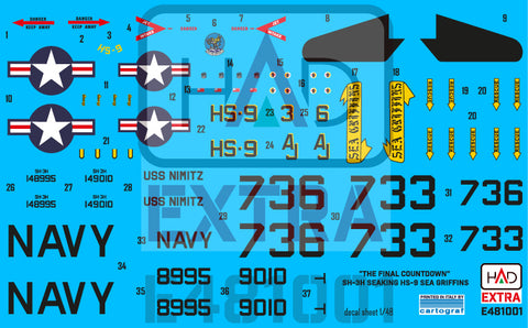 HAD Models E481001 1/48 SH-3H Seaking ”Final Countdown” movie collection Extended version decal sheet