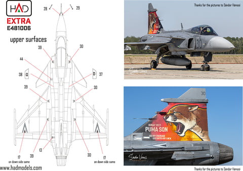 HAD Models E481006 1/48 Jas-39 Gripen Tigermeet 2023 HUNAF decal sheet