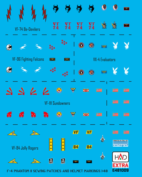 HAD Models E481009 1/48 F-4 Phantom II patches and helmet markings ( new extended version) decal sheet