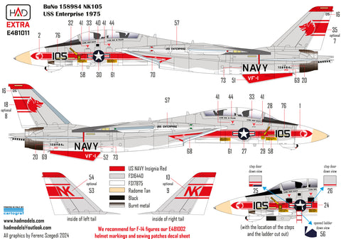 HAD Models E481011 1/48 F-14A VF-1 Wolfpack new extended version decal sheet